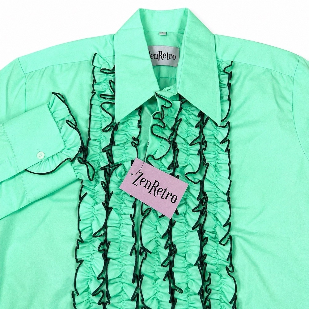 Zen Retro Ruche Shirt Mens Large Ruffle Frill Tuxedo Wedding Formal Stag Party